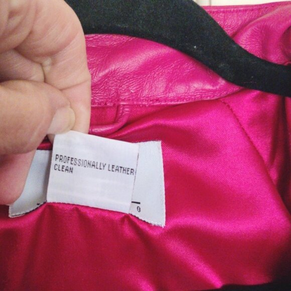 JL Studio Vintage Leather Moto Jacket in Hot Pink w/Matching Gloves, Sz 14W, EUC - Picture 8 of 14